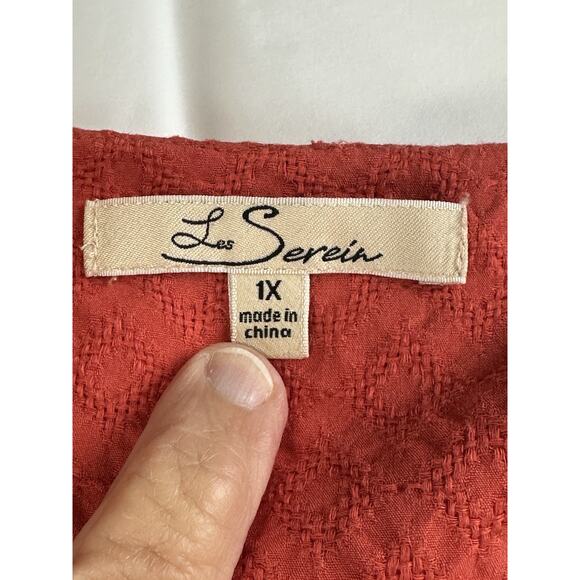 Women’s Babydoll Top Plus Sz 1X Short Sleeves Orange Rust Color Boho - Picture 11 of 15